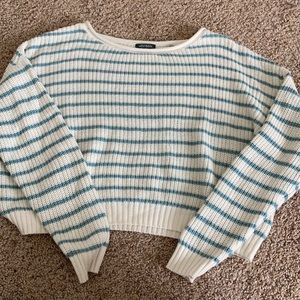 Blue and white cropped sweater